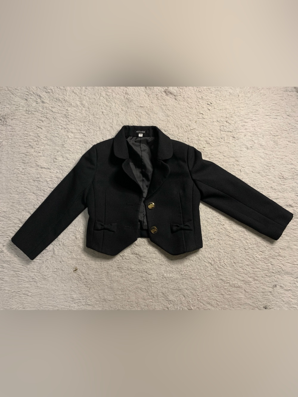 Black Girls' Cropped Blazer Jacket - Classic School Style